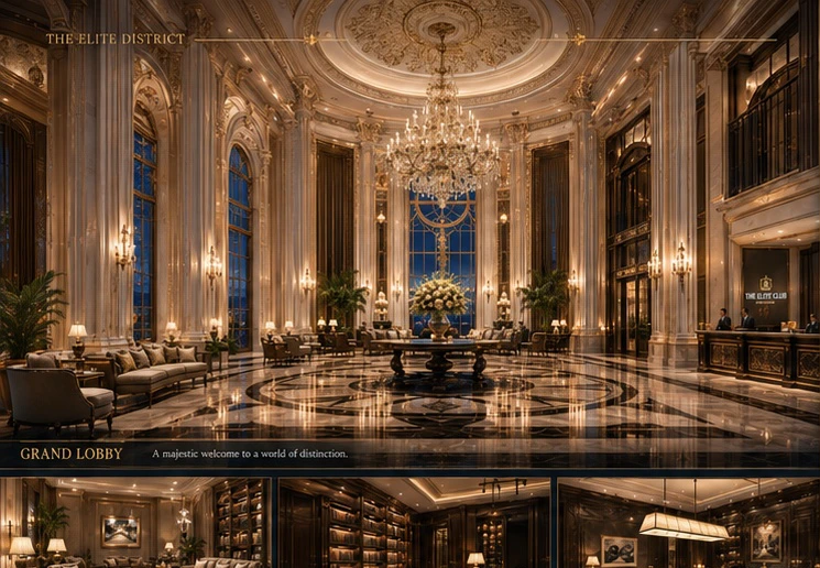 Grand lobby interior concept for The Elite Club