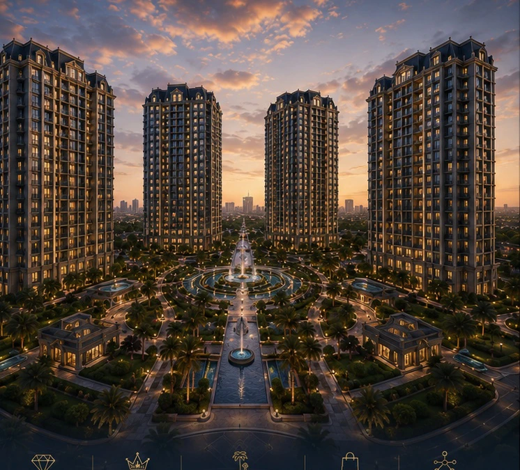 Proposed residential towers and central gardens